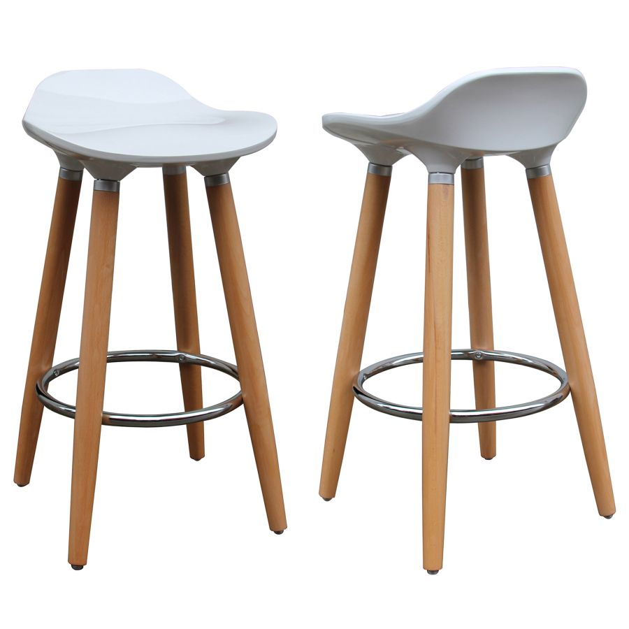 Trex 26" Counter Stool, set of 2, in White and Natural