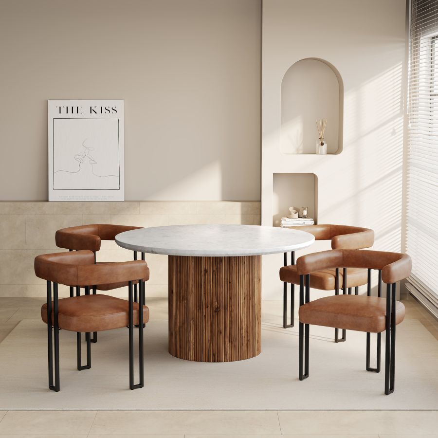 Jilsa/Scarlet 5pc Dining Set - Walnut Table with Saddle Chair