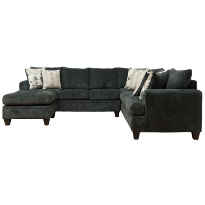 Charcoal Fabric Sectional Sofa With Floating Ottoman