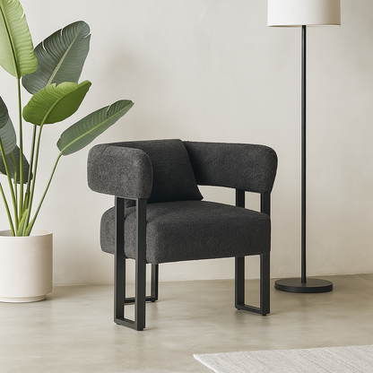 Scarlet Accent Chair In Charcoal Boucle And Black