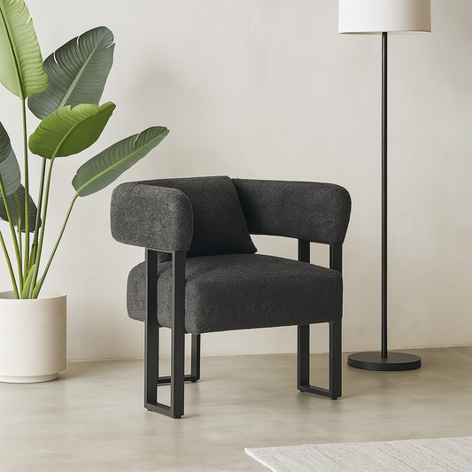 Scarlet Accent Chair In Charcoal Boucle And Black