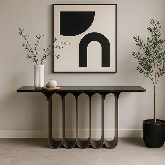 Socle Console Table In Polished Laurent Black