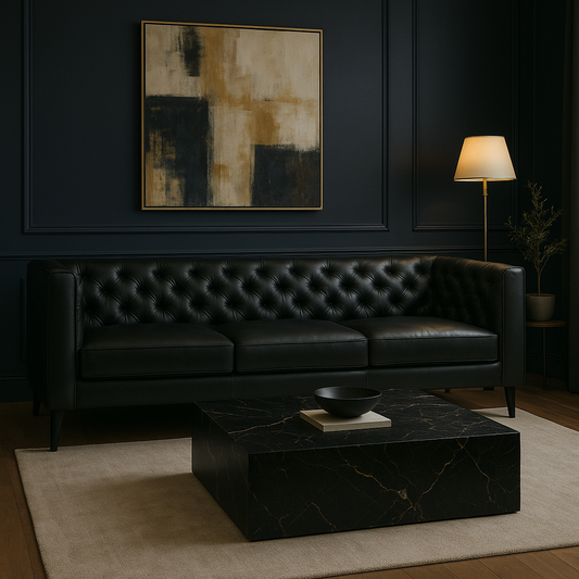 Dalton Leather Sofa In Black
