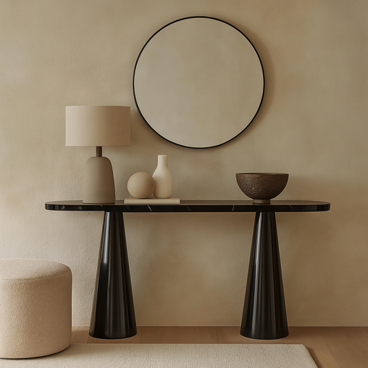 Acyl Console Table In Polished Marquina Black