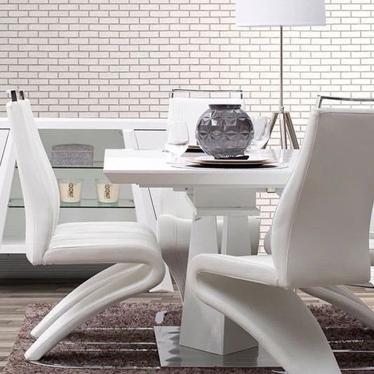 Manhattan Collection 7pc Dining Set with White Chairs