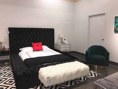 Bliss Black Velvet Upholstered Storage Bed