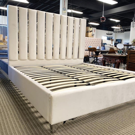 Enzo Velvet Upholstered Bed White