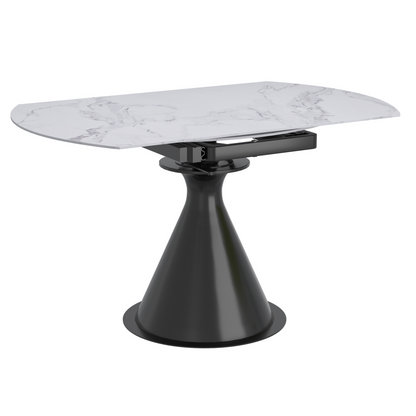 Calisto/Scarlet 7pc Dining Set in White Table with Charcoal Chair