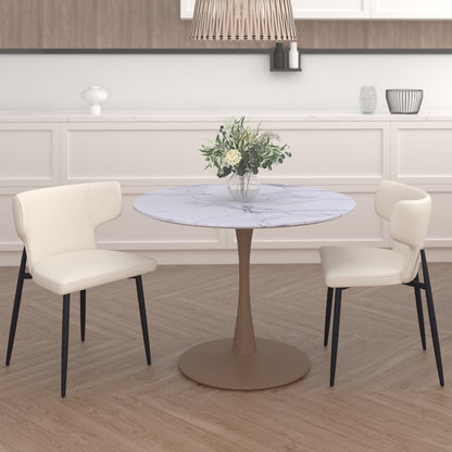 Olis Dining Chair, set of 2, in Beige Faux Leather and Black