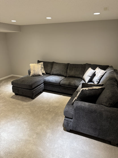 Charcoal Fabric Sectional Sofa With Floating Ottoman