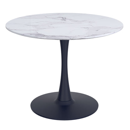Zilo/Kash 5pc Dining Set in Faux Marble and Black with Beige Chair
