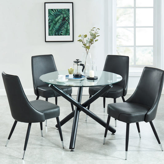 Suzette/Silvano 5pc Dining Set in Black with Vintage Grey Chair