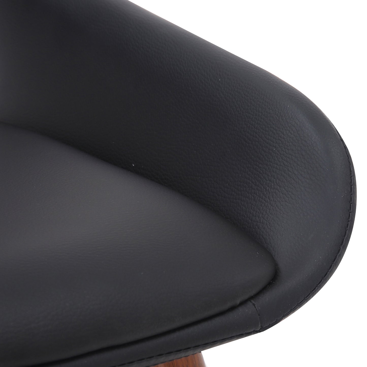 Hudson Dining Chair in Black Faux Leather, Metal and Walnut Metal and Wood