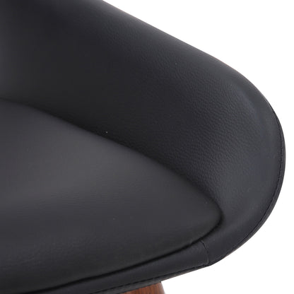 Hudson Dining Chair in Black Faux Leather, Metal and Walnut Metal and Wood