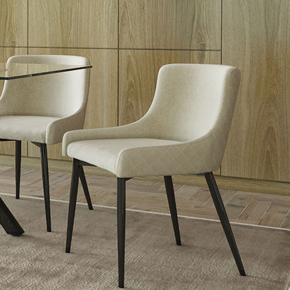 Stark/Bianca 7pc Dining Set in Black with Black & Beige Chair