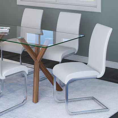 Stark/Maxim 7pc Dining Set in Walnut with White Chair