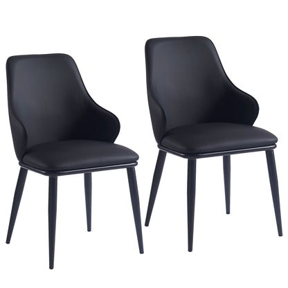 Kash Dining Chair, set of 2, in Black Faux Leather and Black