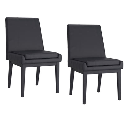 Cortez Dining Chair, set of 2, in Black Faux Leather and Black