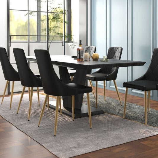 Eclipse/Antoine 7pc Dining Set in Black with Black Chair