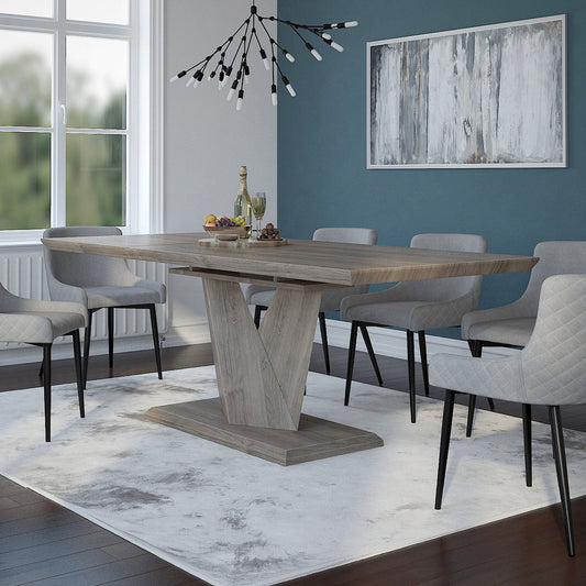 Eclipse/Bianca 7pc Dining Set in Oak with Black & Grey Chair
