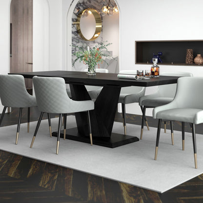 Eclipse/Xander 7pc Dining Set in Black with Light Grey Chair