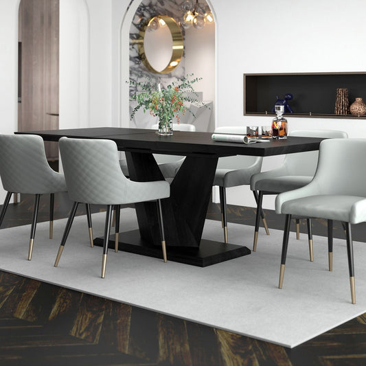 Eclipse/Xander 7pc Dining Set in Black with Light Grey Chair