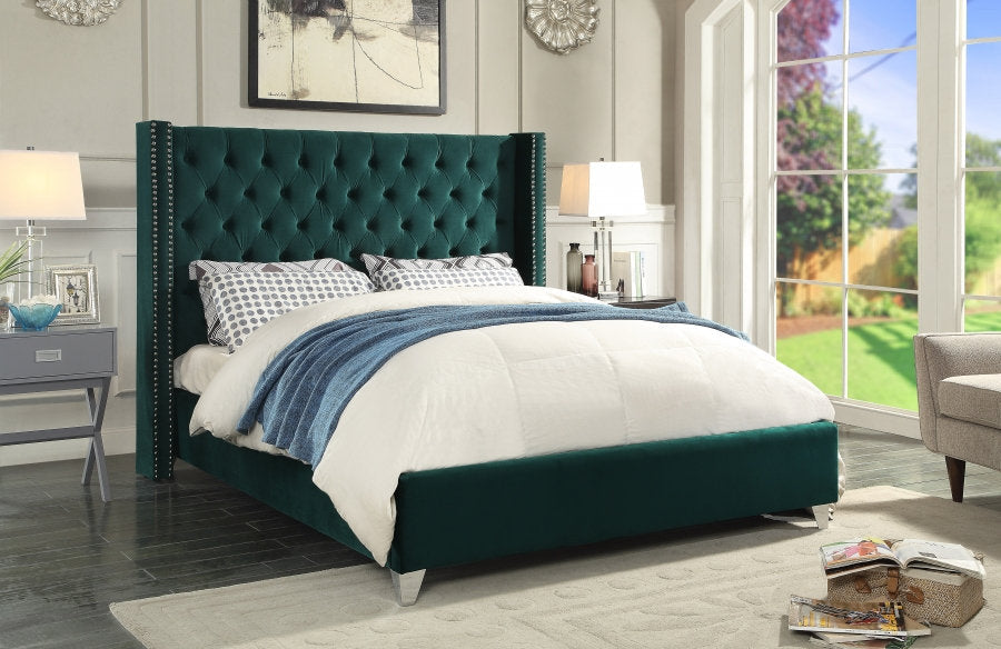 Aiden Emerald Velvet Upholstered Bed