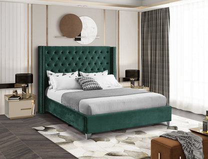Aiden Emerald Velvet Upholstered Bed