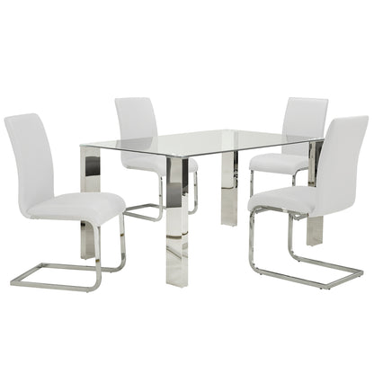 Maxim Dining Chair, set of 2, in White and Chrome