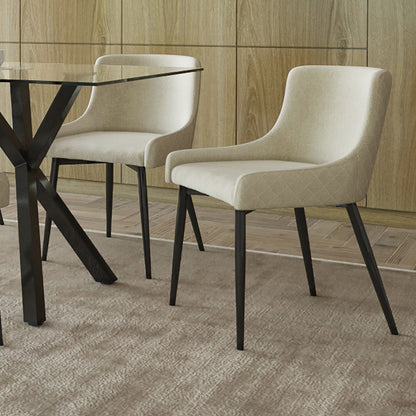 Bianca Dining Chair, set of 2, in Beige and Black Leg