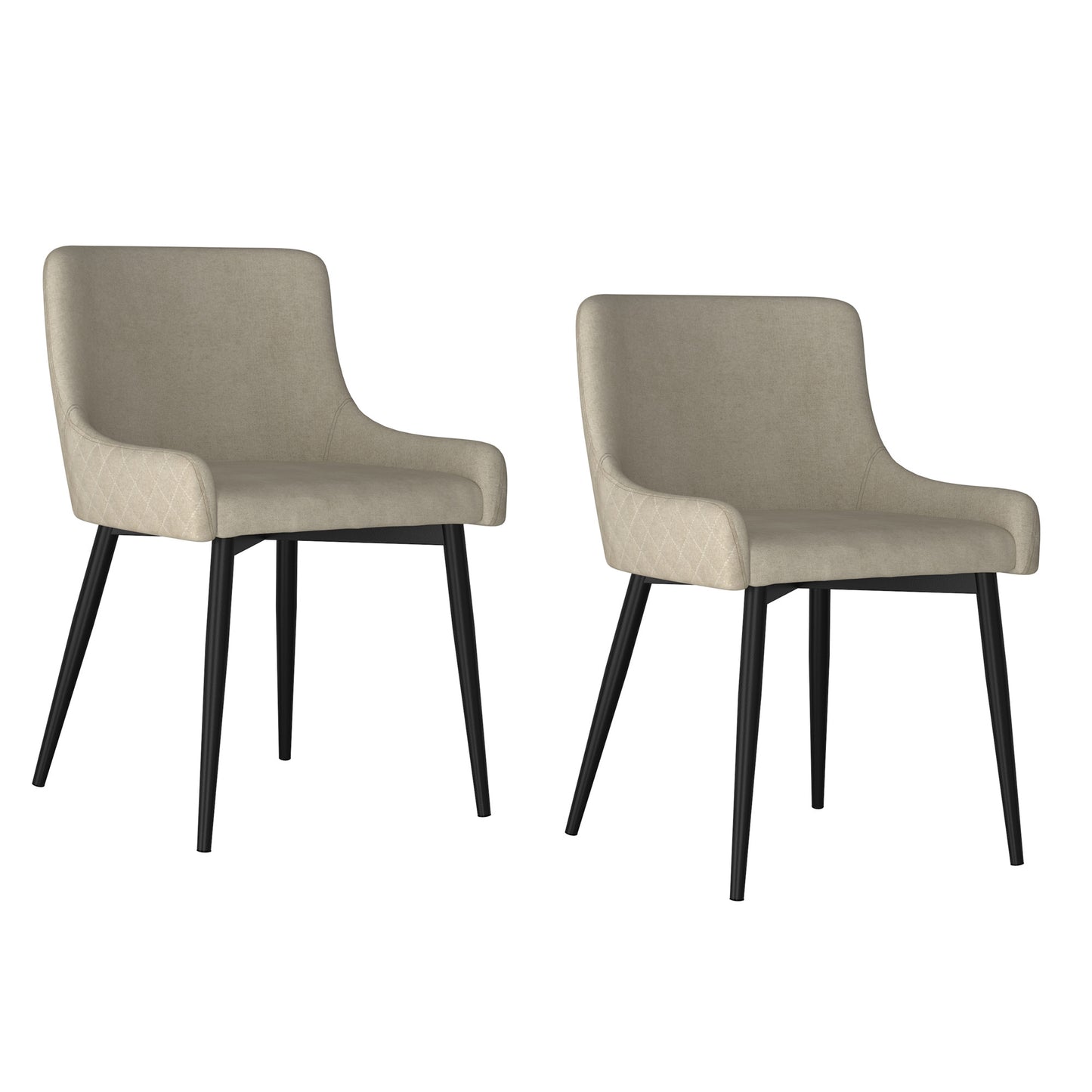 Bianca Dining Chair, set of 2, in Beige and Black Leg