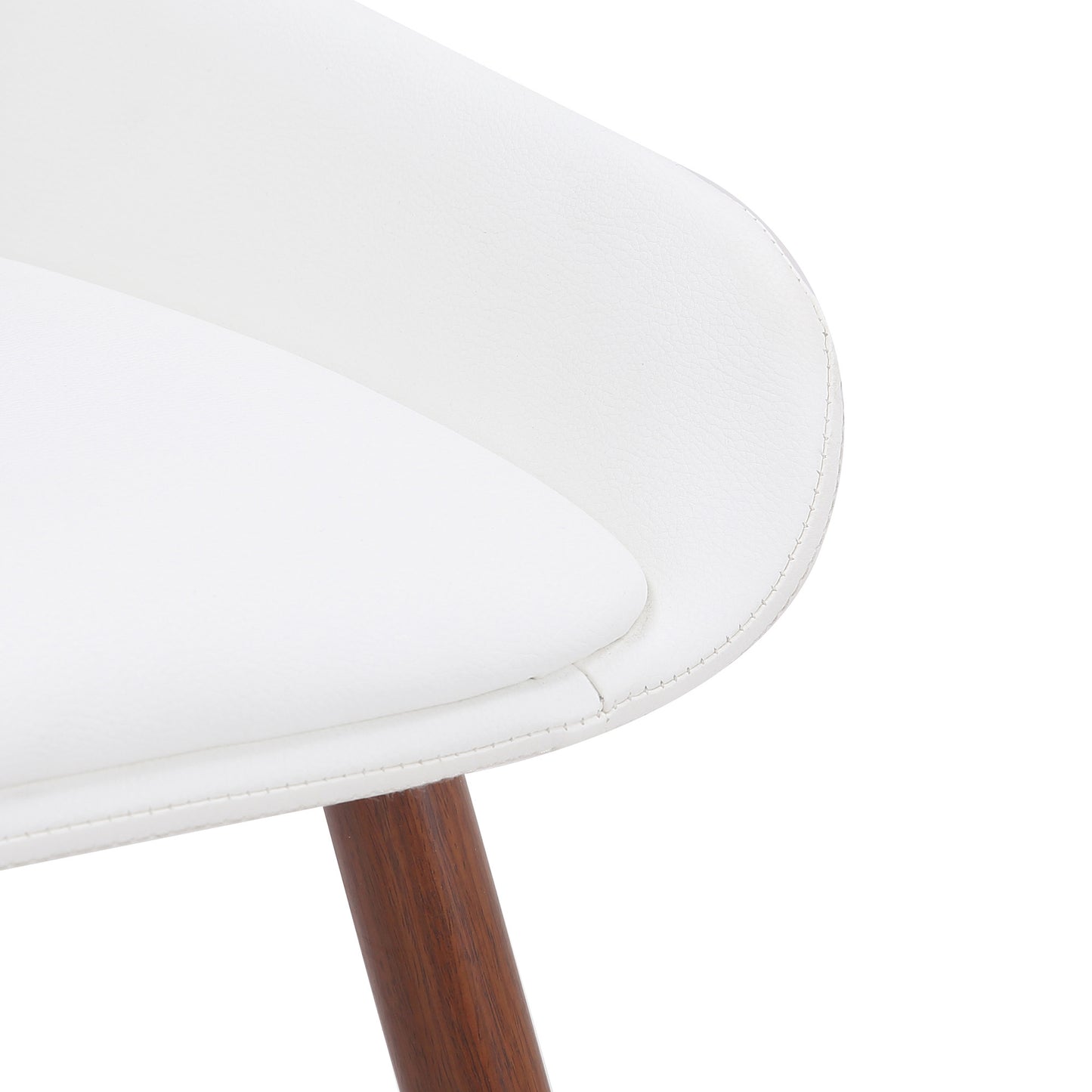 Hudson Dining Chair in White Faux Leather and Walnut Metal and Wood