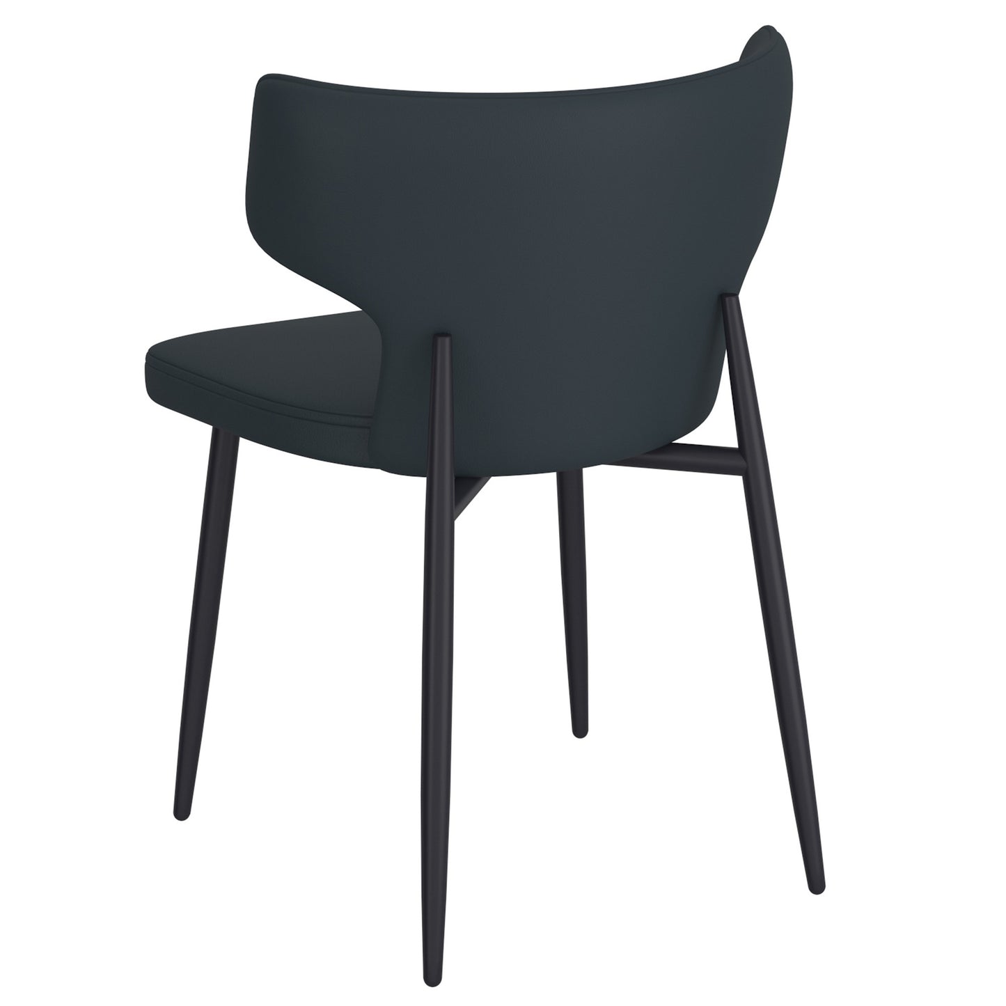 Olis Dining Chair, set of 2, in Black Faux Leather and Black