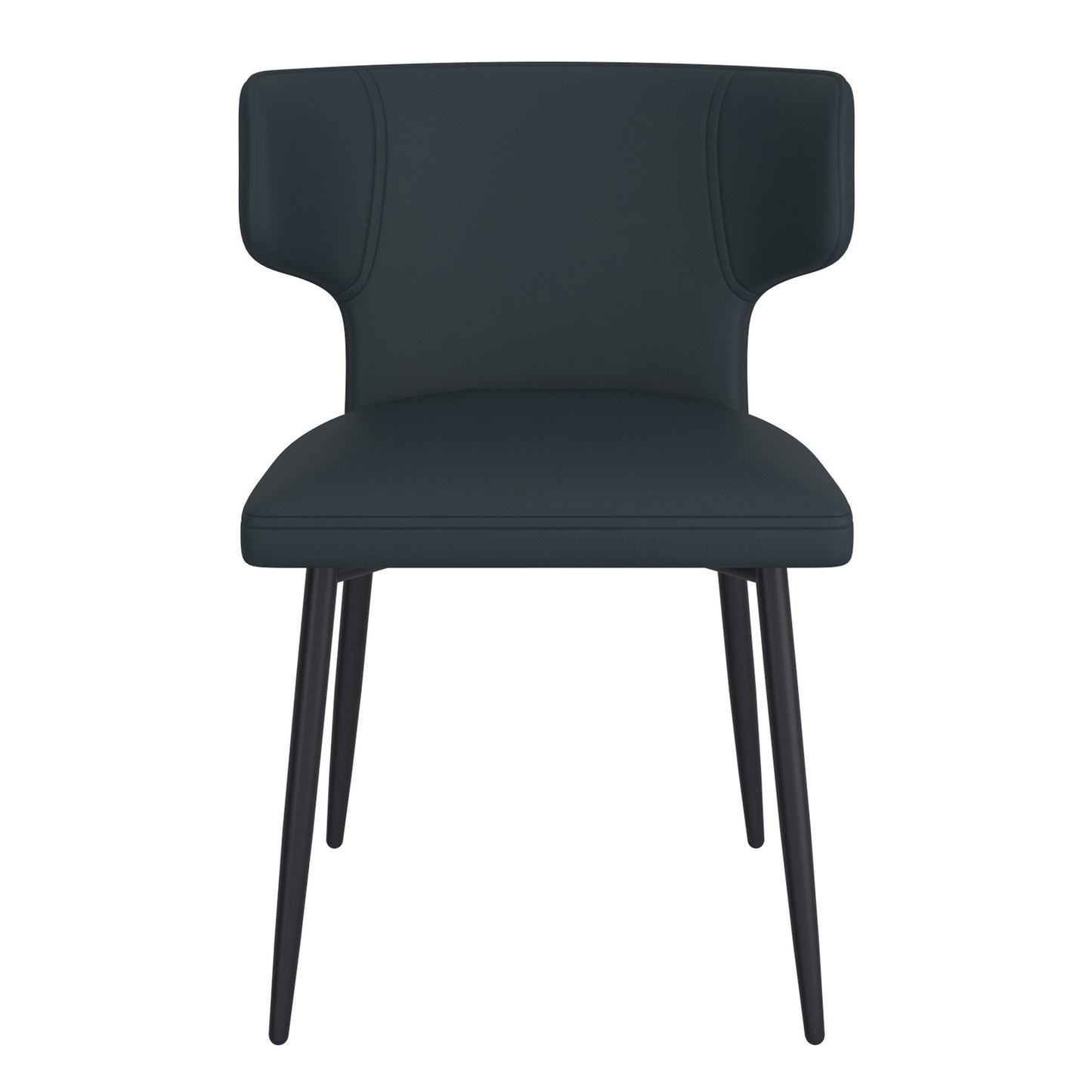 Olis Dining Chair, set of 2, in Black Faux Leather and Black