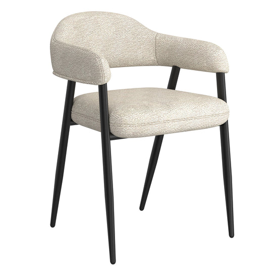 Archer Dining Chair, set of 2, in Beige Fabric and Black