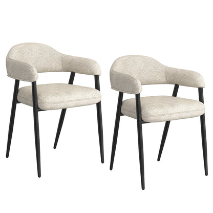 Archer Dining Chair, set of 2, in Beige Fabric and Black
