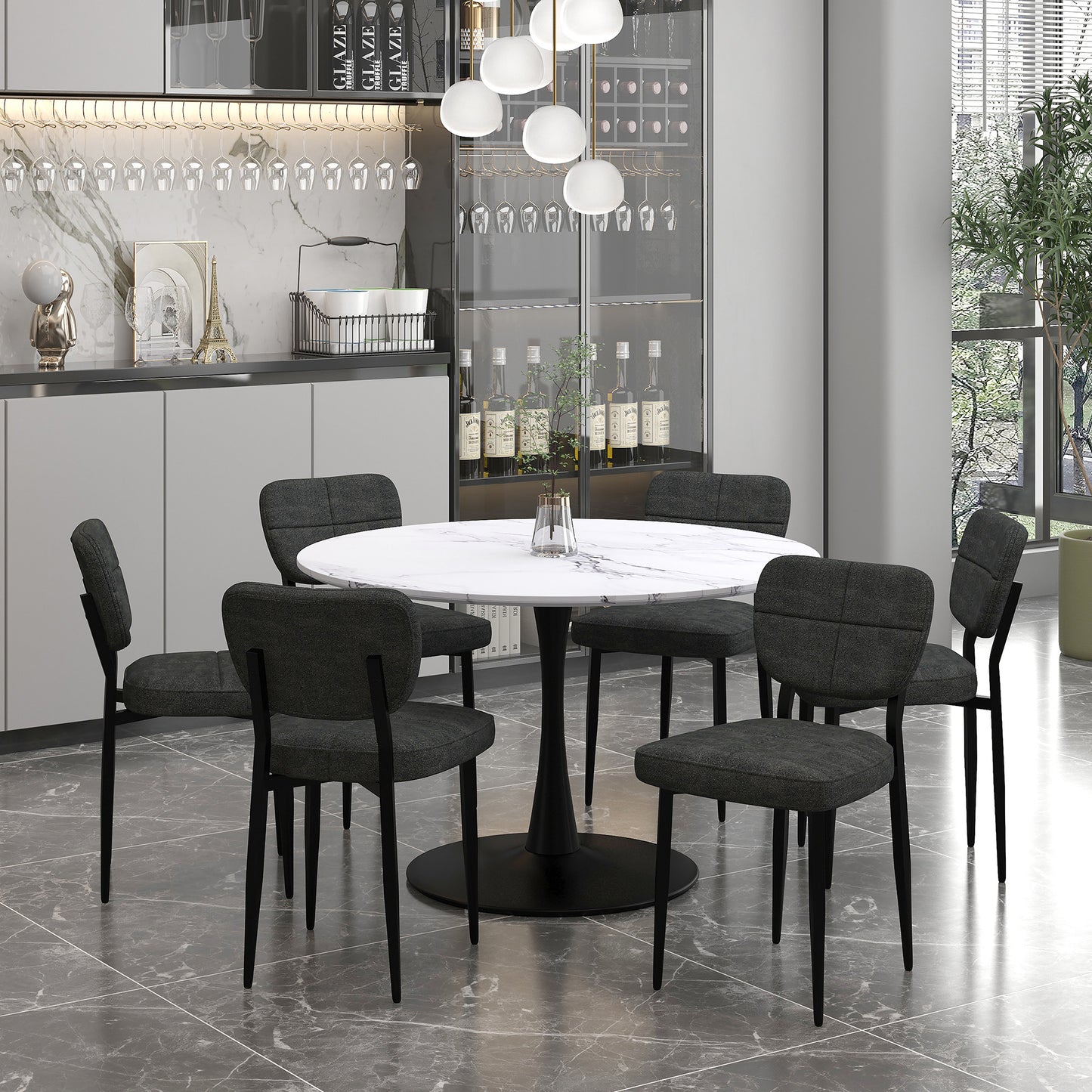 Zeke Dining Chair, set of 2, in Charcoal and Black