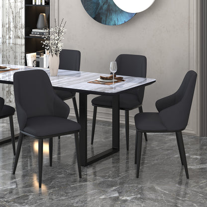 Kash Dining Chair, set of 2, in Black Faux Leather and Black