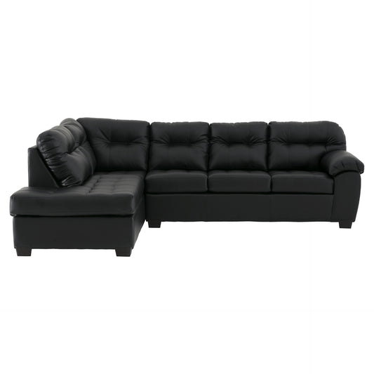 Faux Black Leather Sectional