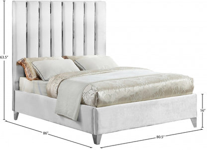 Enzo Velvet Upholstered Bed White