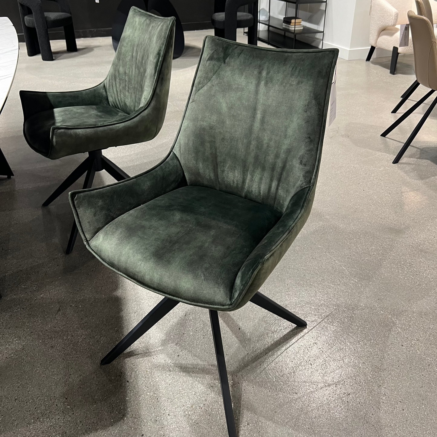Giulia Swivel Dining Chair In Forest Green