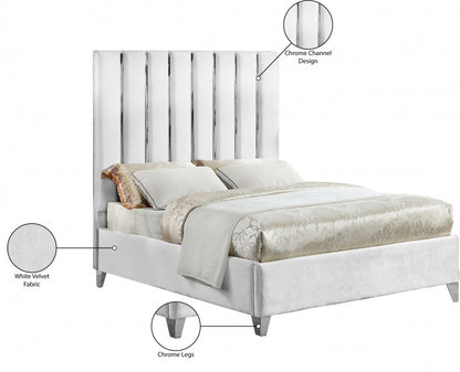 Enzo Velvet Upholstered Bed White