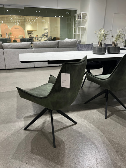 Giulia Swivel Dining Chair In Forest Green