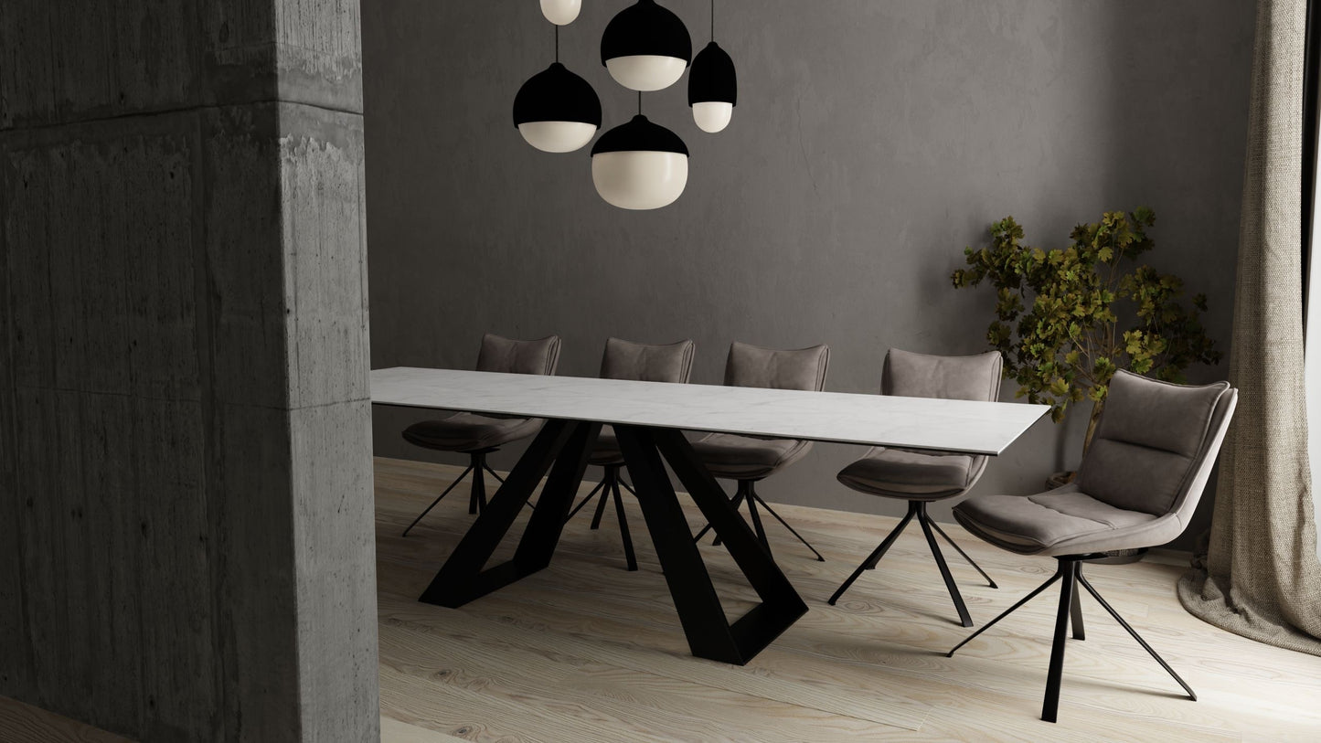Puccini Swivel Dining Chair In Rhino Ultrasuede