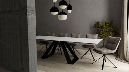Puccini Swivel Dining Chair In Rhino Ultrasuede