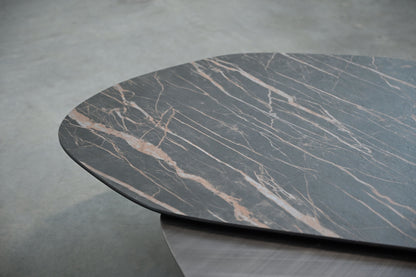 Layer Coffee Table In Noir Desir Bocciadato Ceramic Top