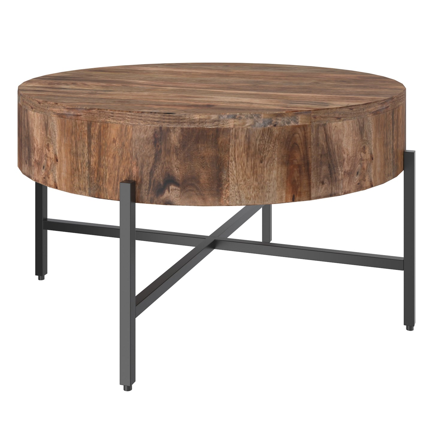 Blox Round Coffee Table In Natural And Black