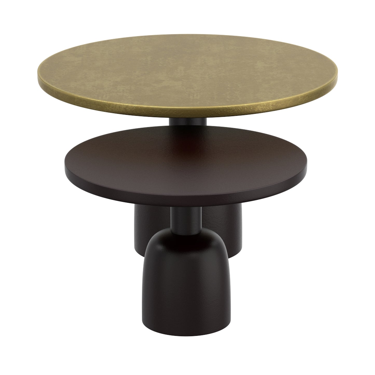 Adira 2pc Round Coffee Table Set In Antique Gold And Black