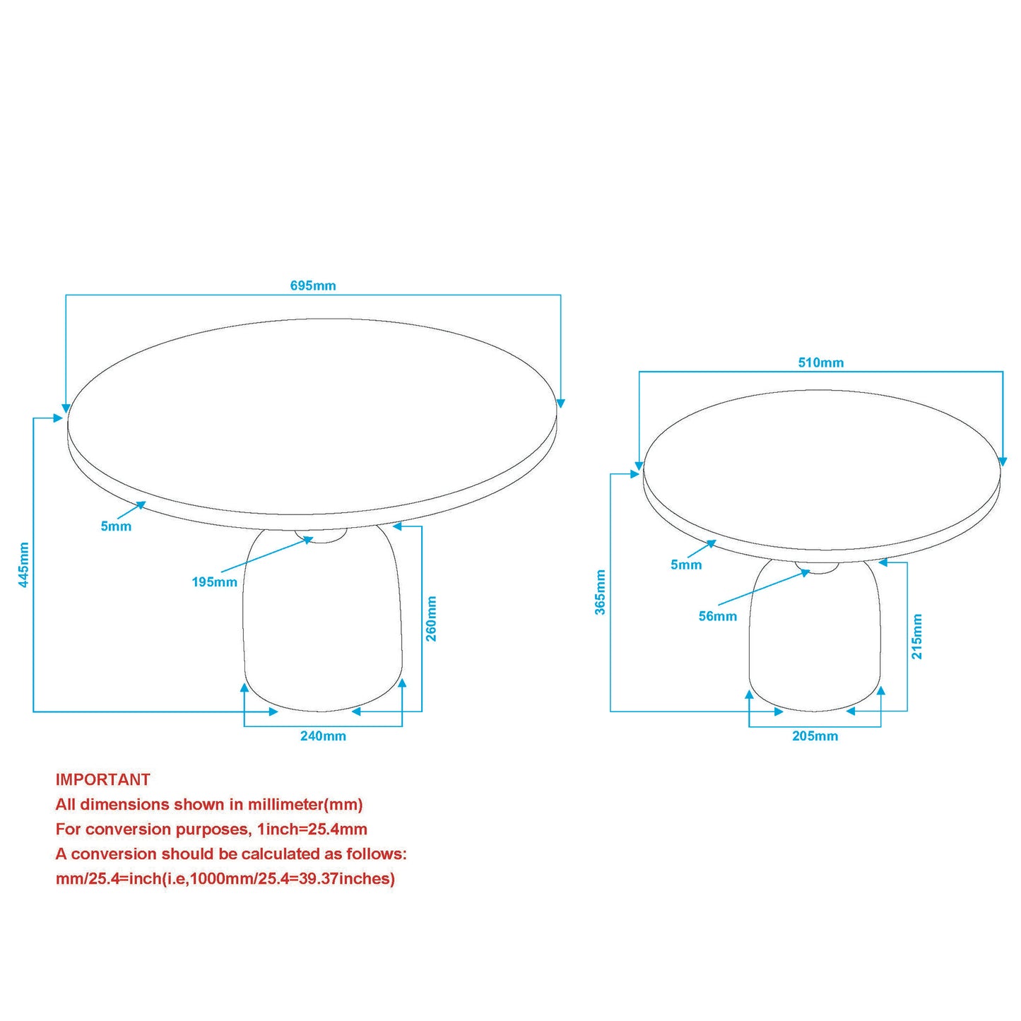 Adira 2pc Round Coffee Table Set In Antique Gold And Black