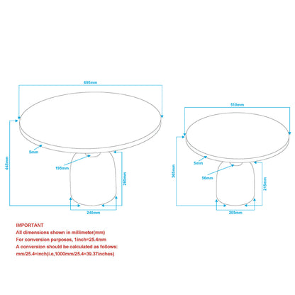 Adira 2pc Round Coffee Table Set In Antique Gold And Black
